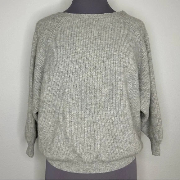 BA&SH 100% Cashmere “Cramy” Twist Back Ribbed Knit Sweater in Grey Sz S - Picture 3 of 14